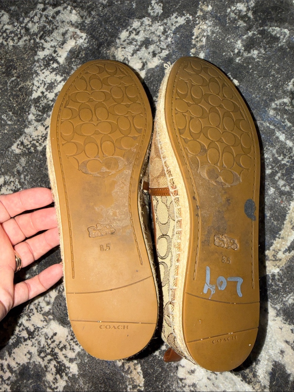 Coach Carson Espadrille  saddle tassel Monogram brown slip on shoes size 8.5 - Picture 3 of 7